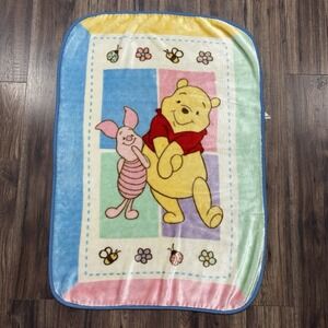 Vintage Disney Winnie The Pooh Piglet  30" x 42" Plush Baby Blanket Fleece